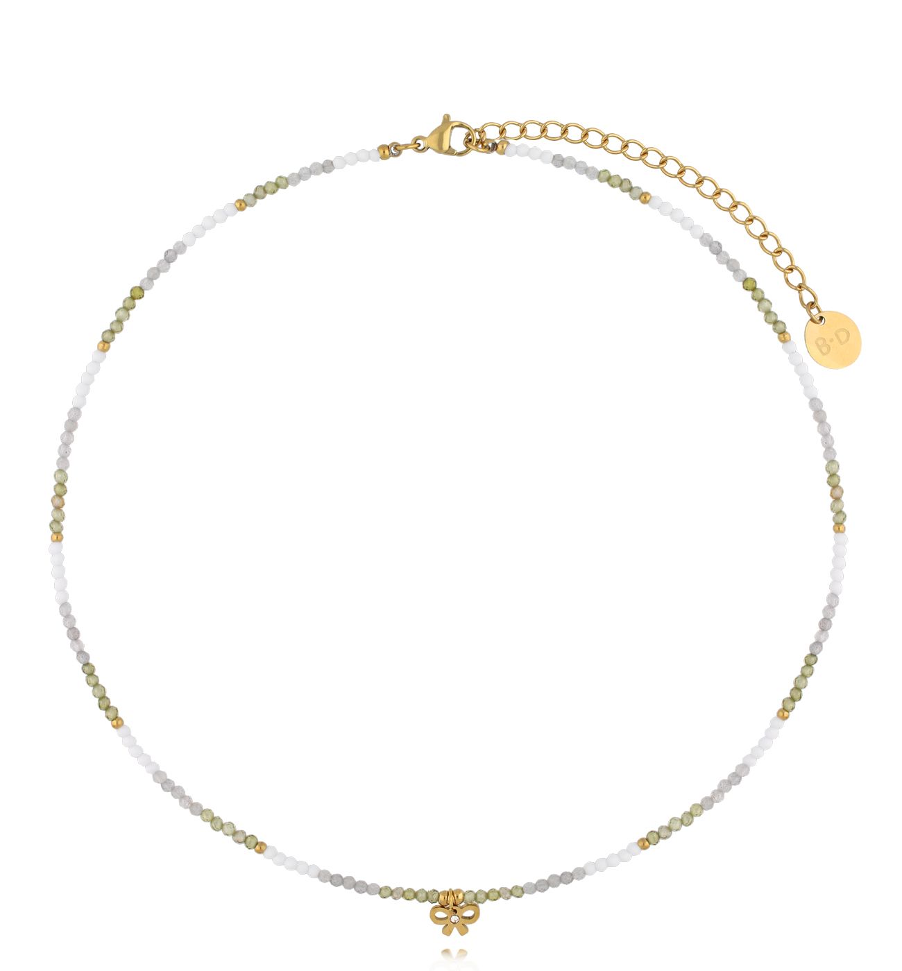 Naszyjnik z labradorytami i kokardką NTW1365