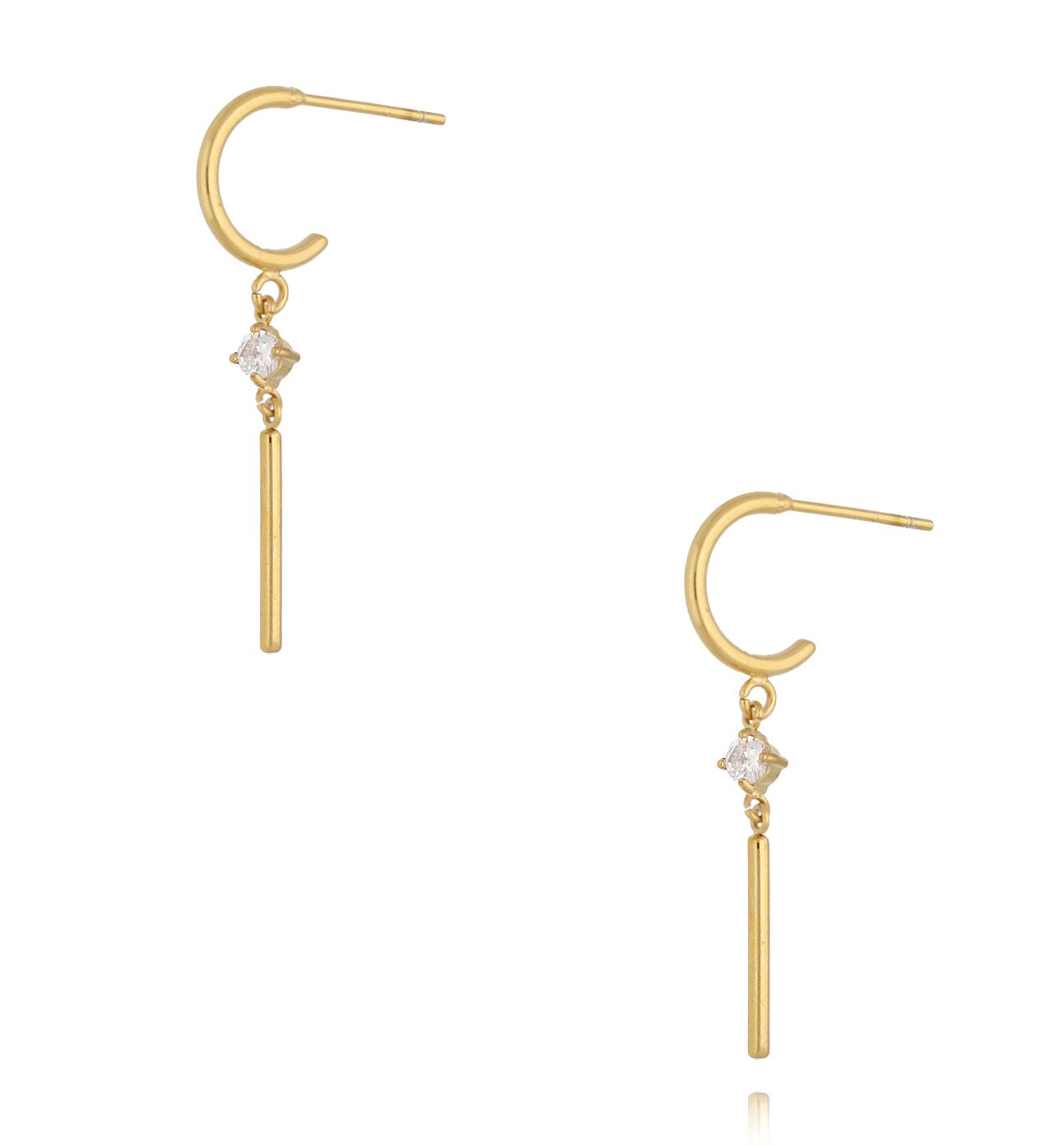 Kolczyki półkola z podłużnym zwisem i cyrkonią KSA2494