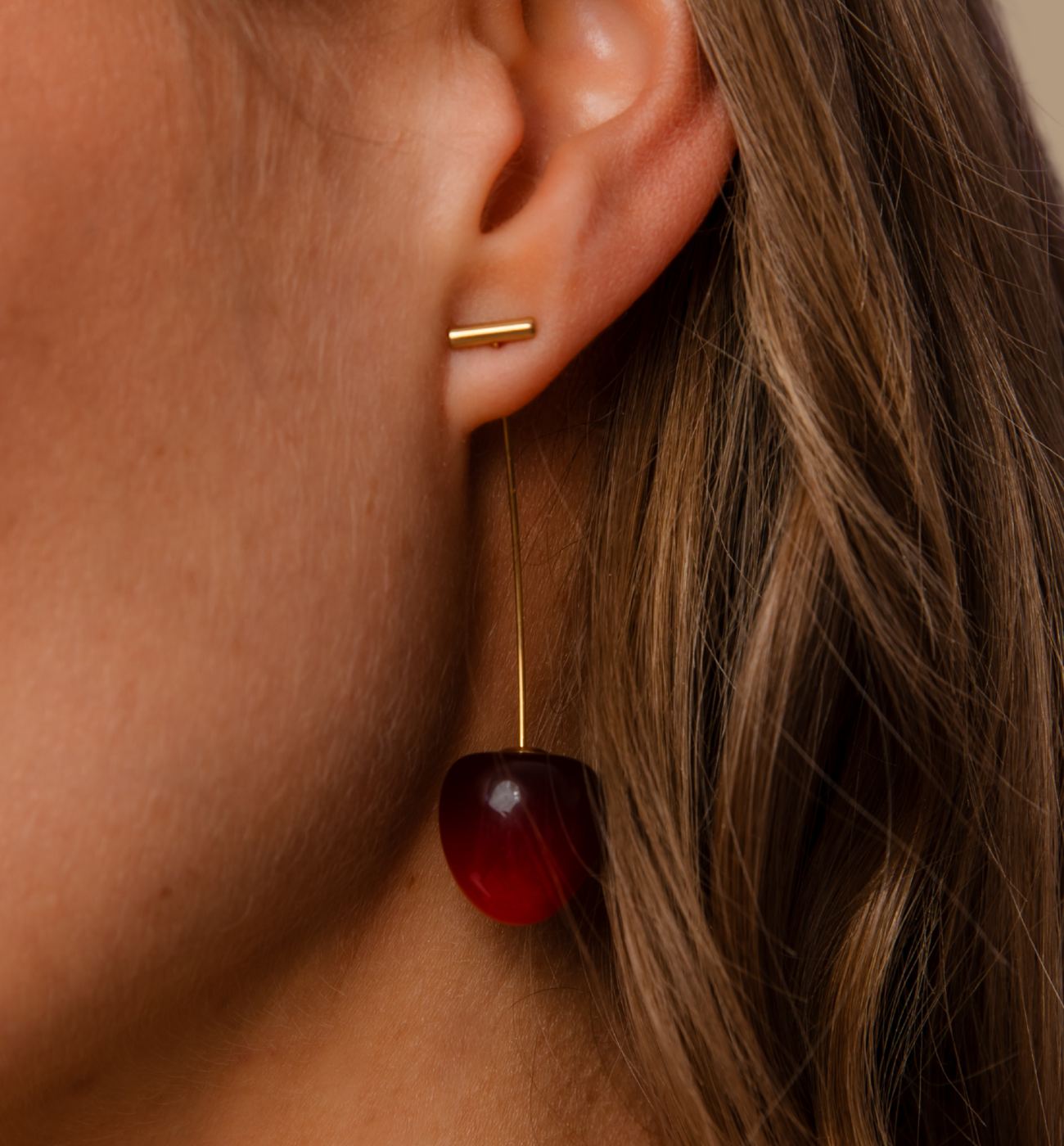 Kolczyki z czereśniami złote KSC0166 - By Dziubeka