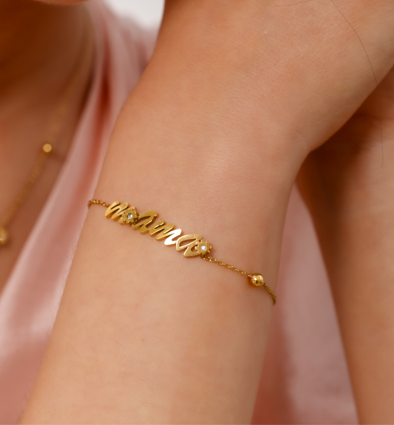 Bransoletka z napisem Mama złota - By Dziubeka