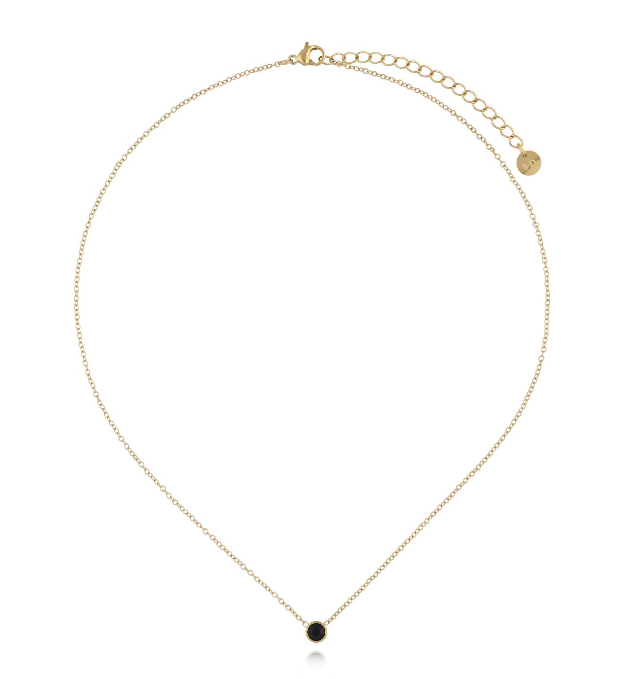 Naszyjnik z czarną cyrkonią złoty - By Dziubeka