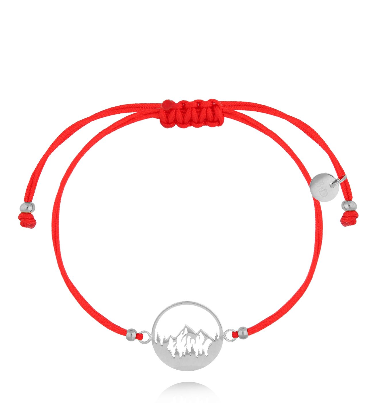 Bransoletka srebrna z czerwonym sznurkiem i górami Montagne BGL0816