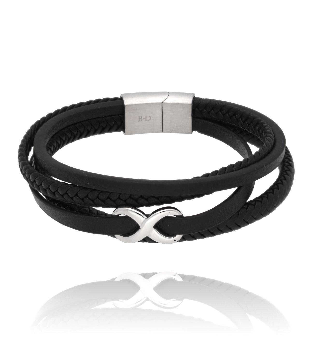 Bransoletka męska skórzana z nieskończonością 76 - By Dziubeka
