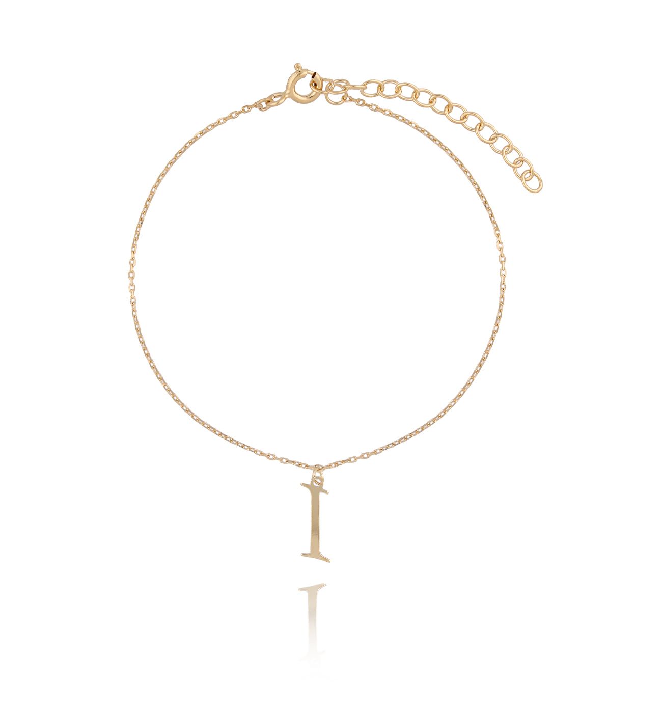 Bransoletka srebrna pozłacana z literką I BAT0055