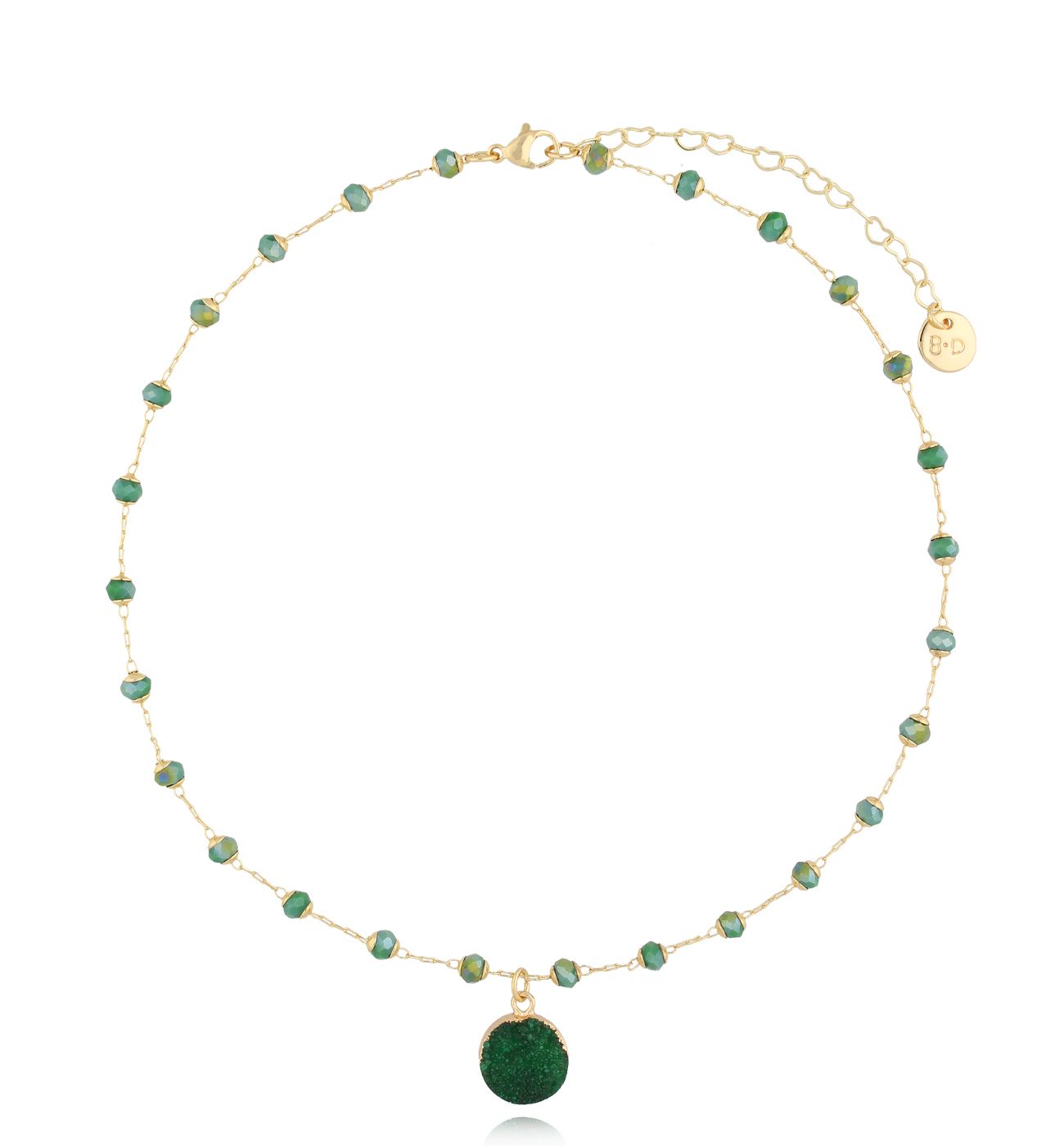 Naszyjnik z zielonym agatem na łańcuszku Paradise - By Dziubeka