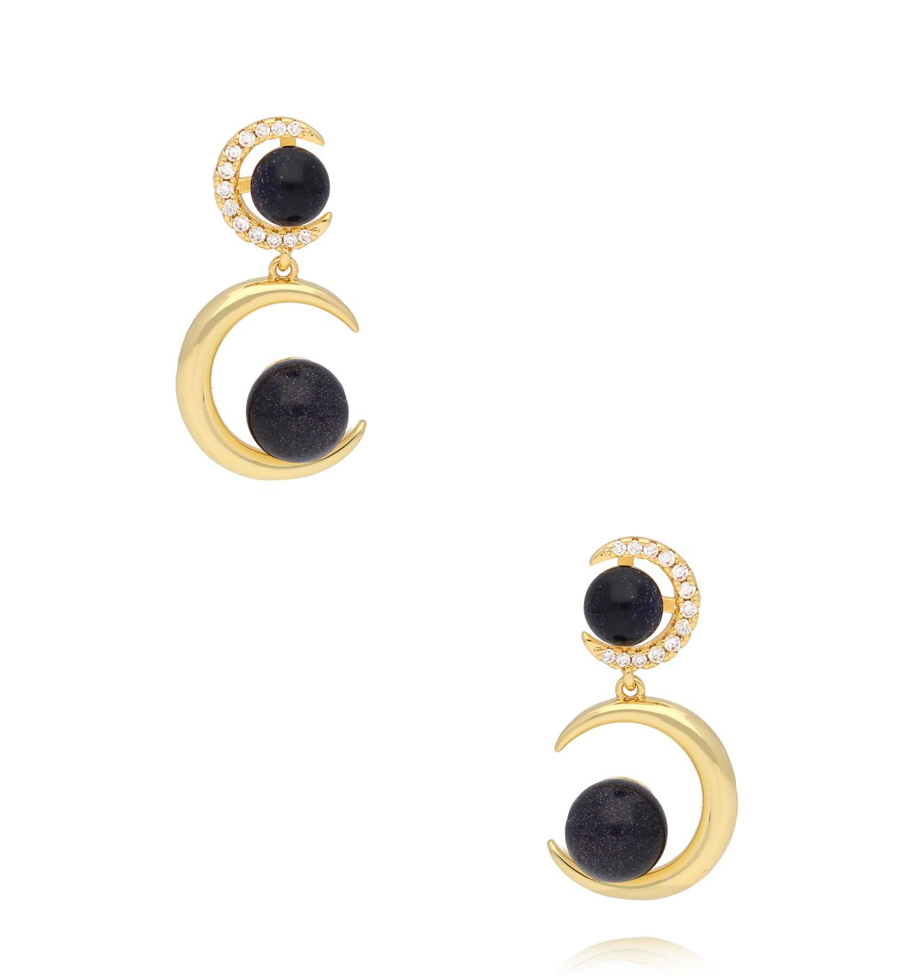 Kolczyki z księżycami i nocą Kairu złote KSC0144 - By Dziubeka