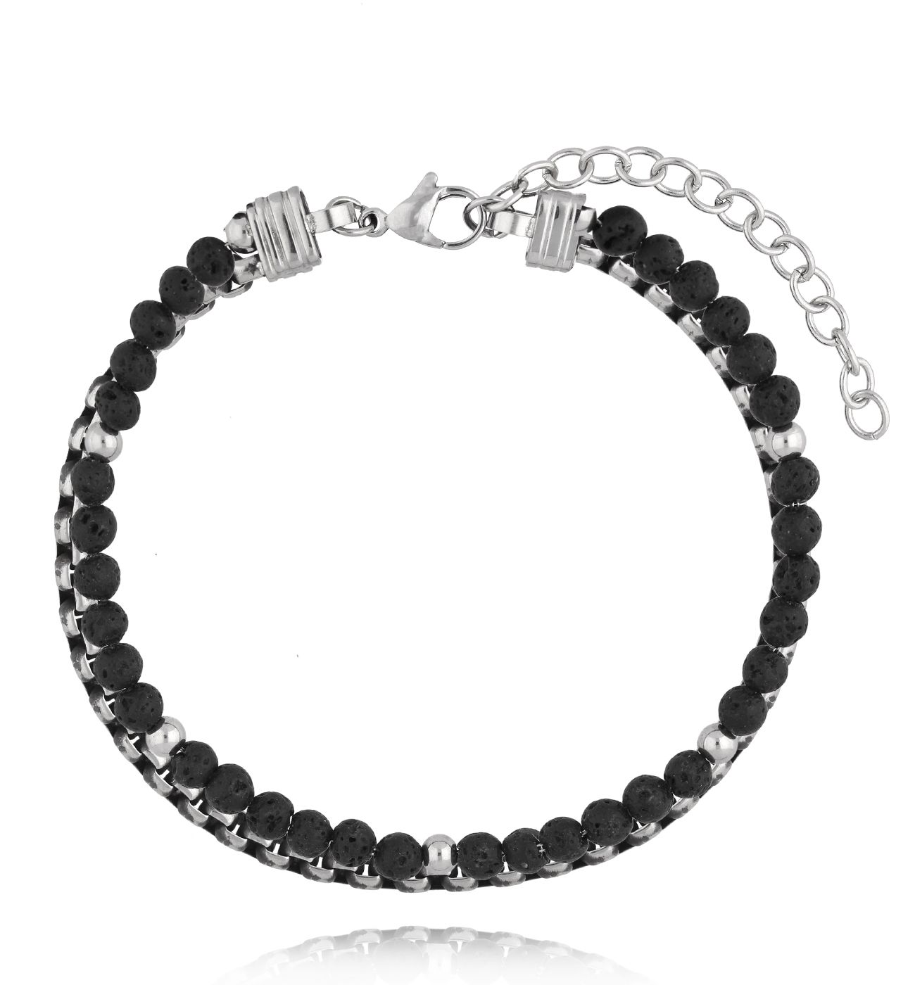 Bransoletka męska z lawą i łańcuchem Meldun BMITC0717