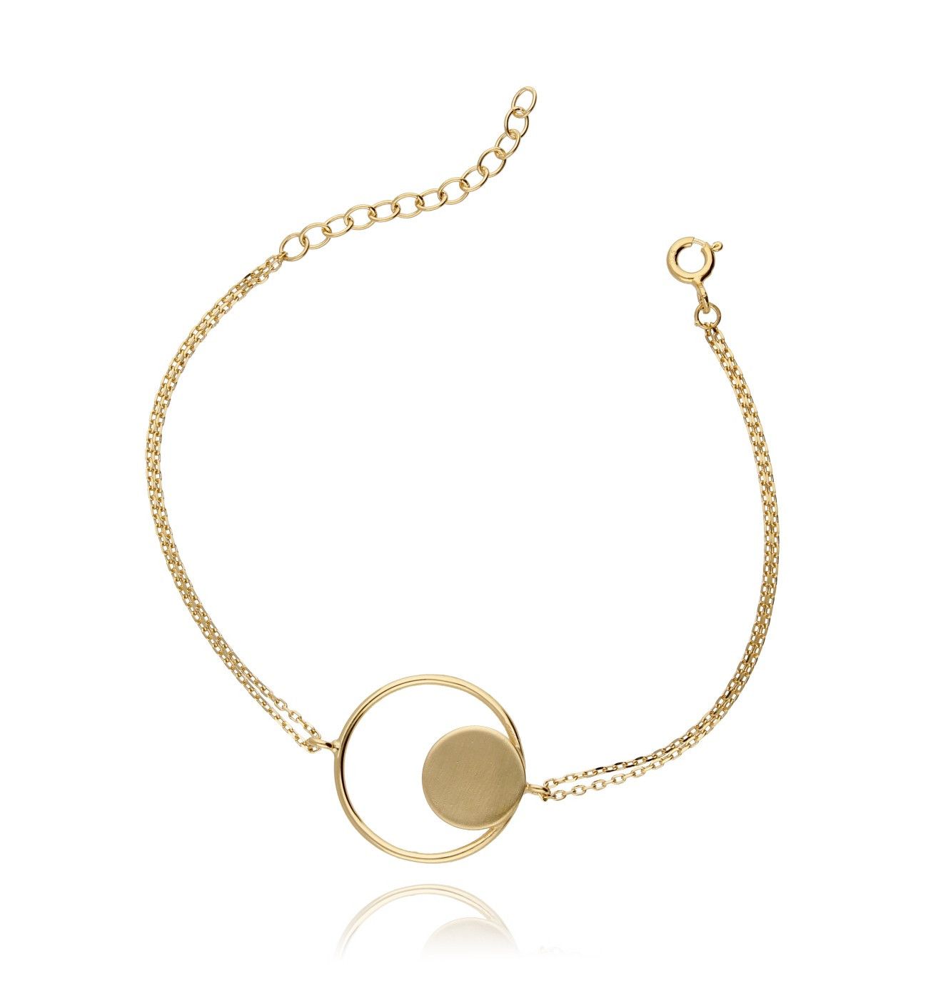 Bransoletka srebrna pozłacana z kołem BSE0061