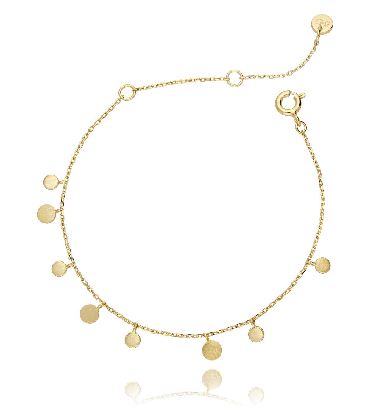 Bransoletka srebrna pozłacana z kółeczkami BFA0019