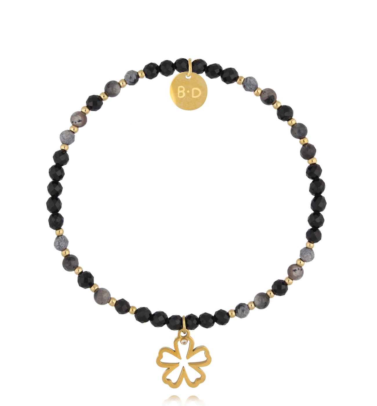 Bransoletka z labradorytami i kwiatuszkiem - By Dziubeka