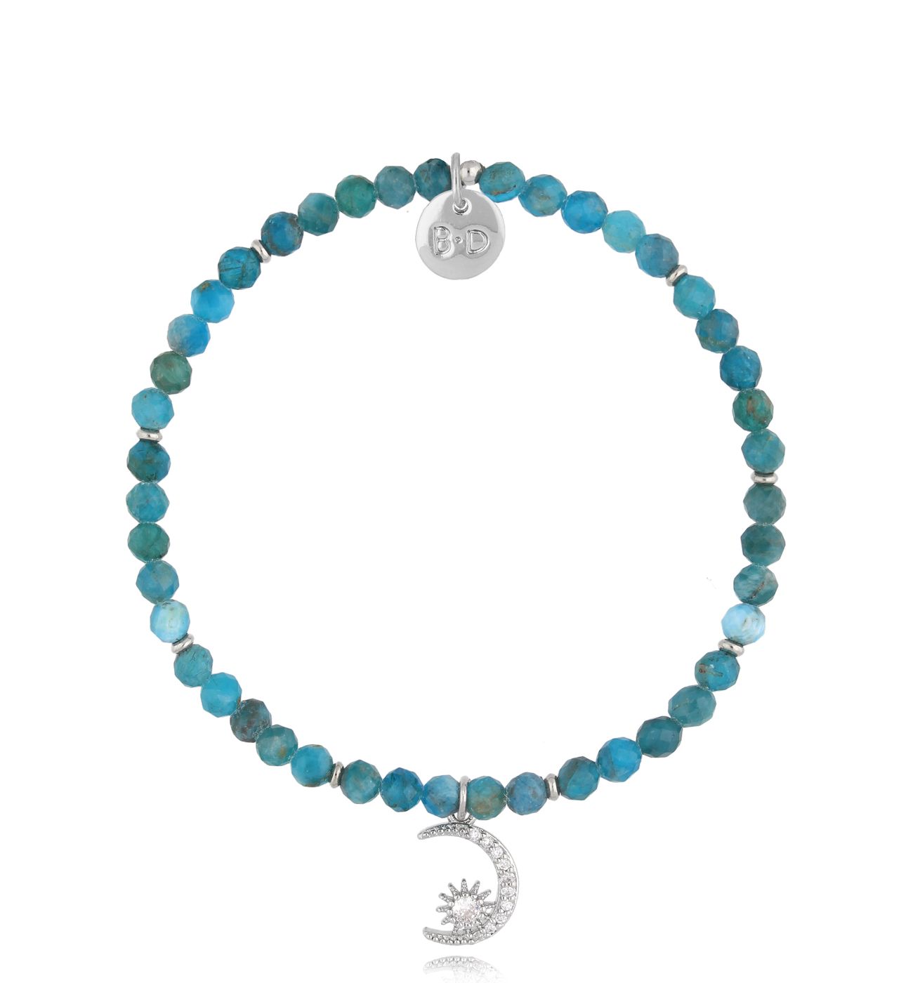 Bransoletka z apatytami i księżycem Wenche - By Dziubeka