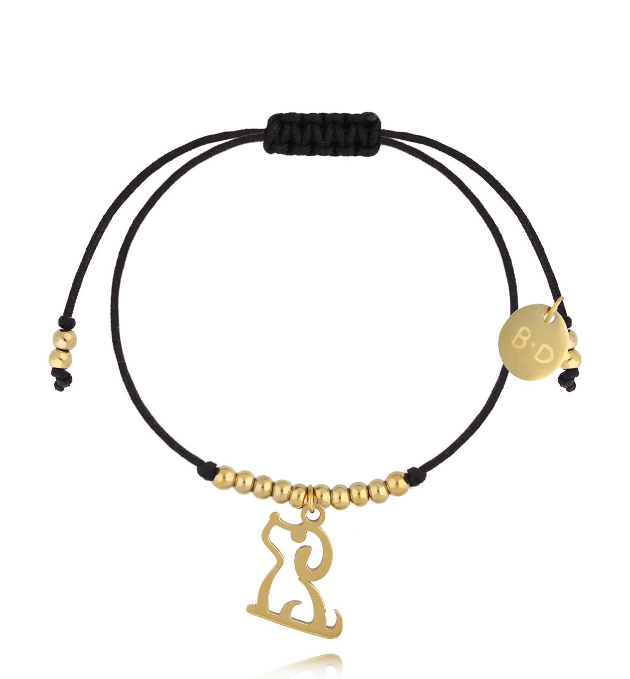 Bransoletka czarna ze złotym pieskiem Fidélité BGL0950