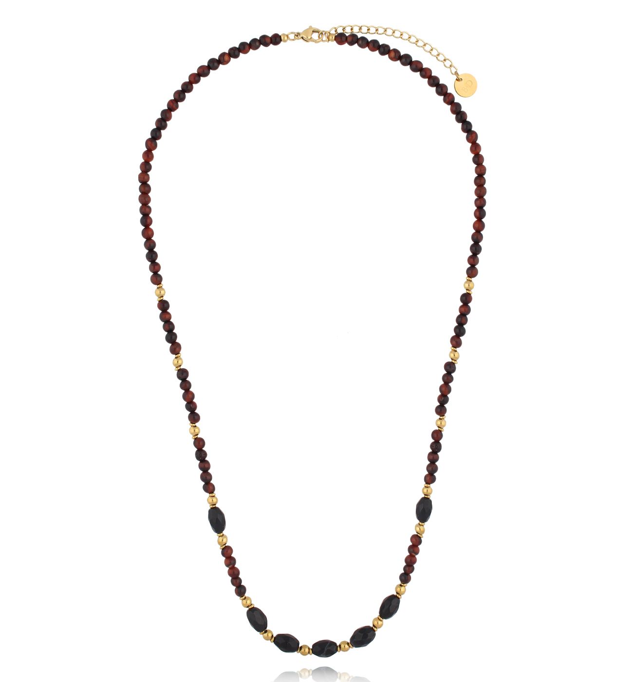 Naszyjnik z tygrysim okiem i agatami NSC0557