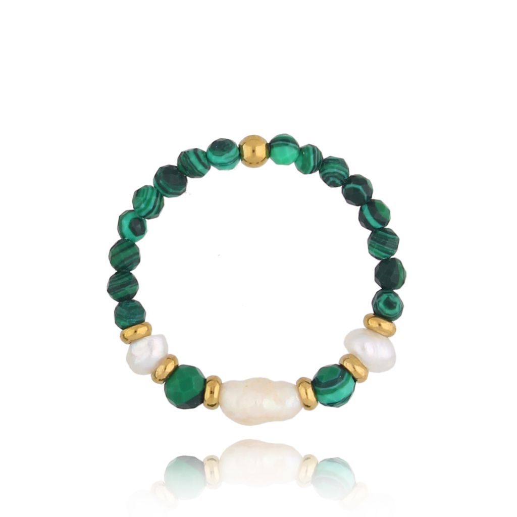 Pierścionek z malachitami Morelia PSC0454 - By Dziubeka