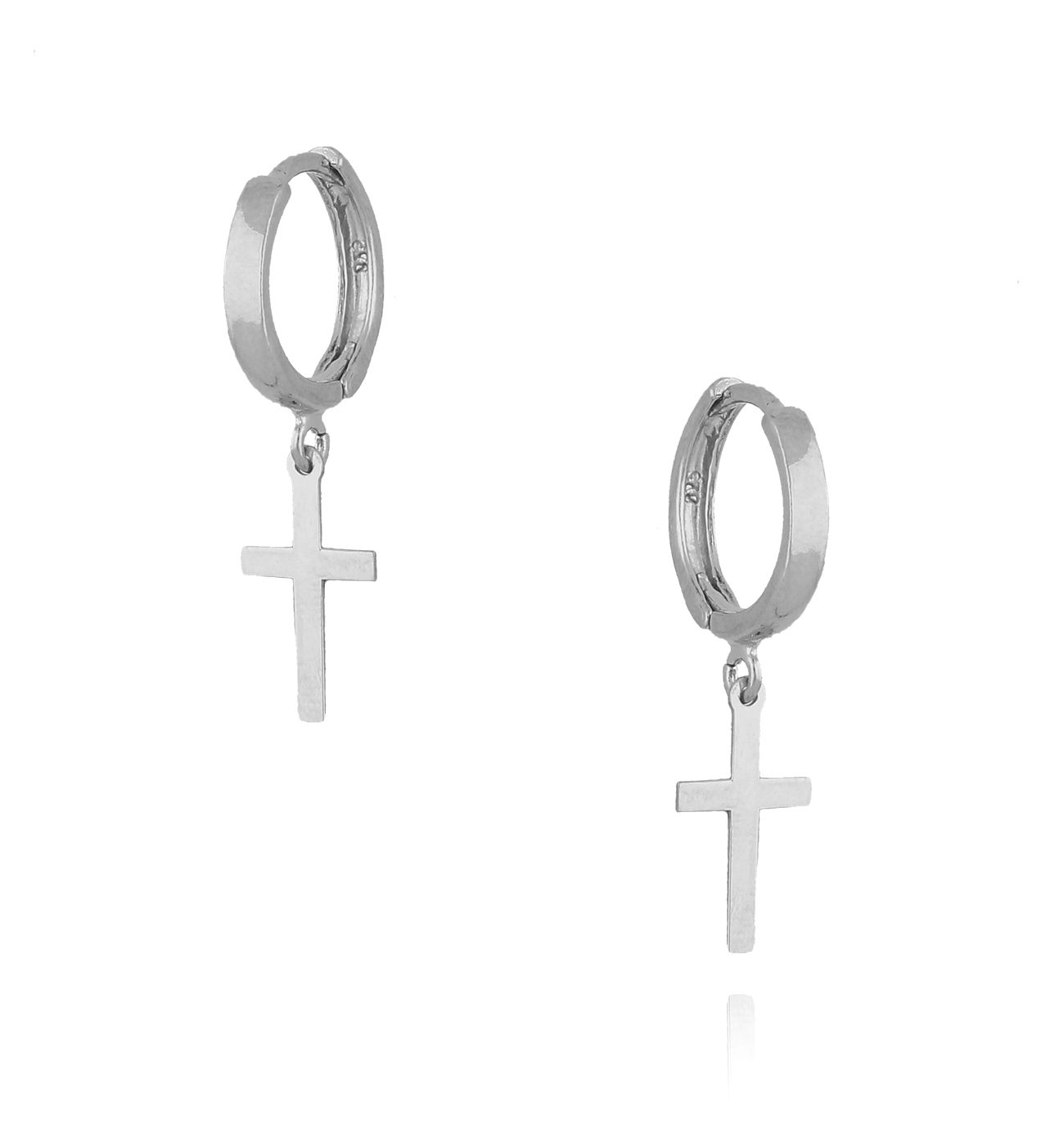Kolczyki srebrne koła z krzyżykiem - By Dziubeka