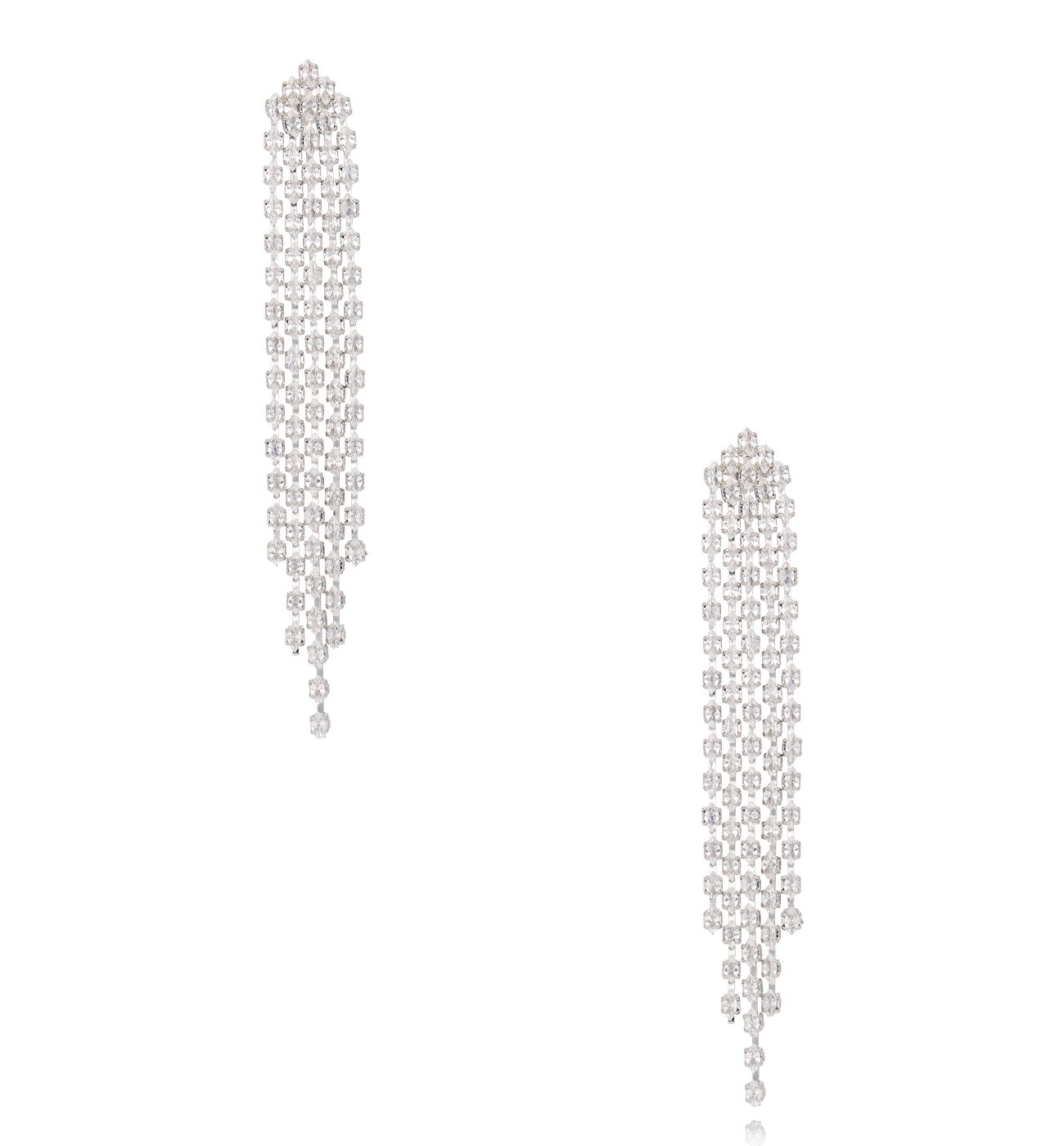 Kolczyki z kryształową kaskadą srebrne - By Dziubeka