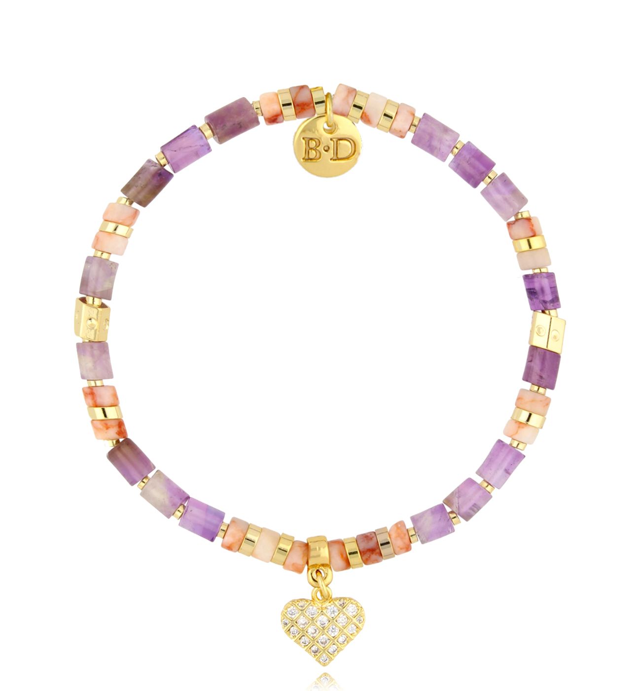 Bransoletka fioletowa z sercem Violet Heart - By Dziubeka