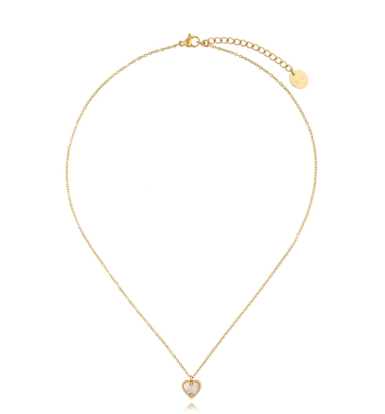 Naszyjnik z białym sercem NSY0228 - By Dziubeka