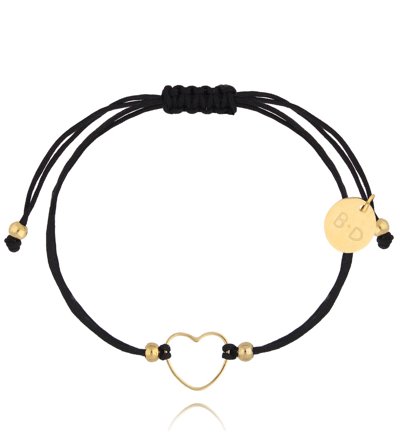 Bransoletka czarna ze złotym sercem Little Heart BGL0866