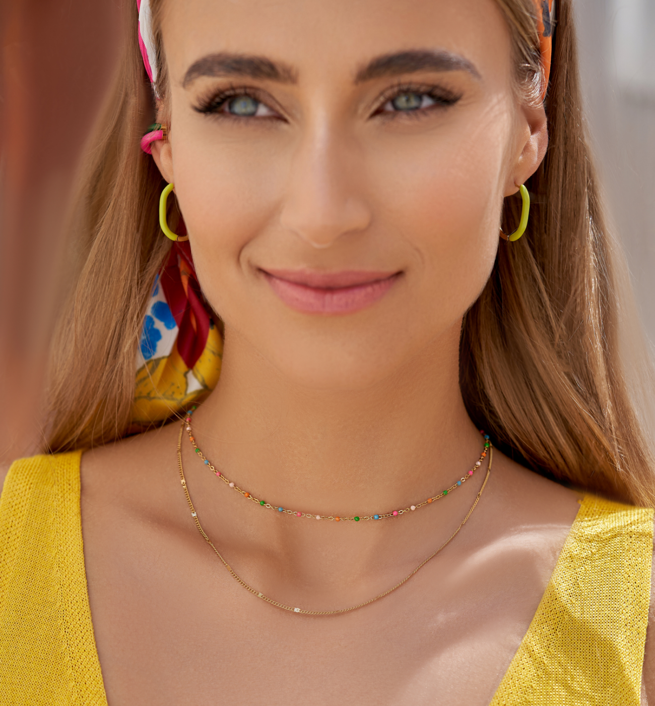 Naszyjnik powójny z kolorową emalią Summer Time NSC0299