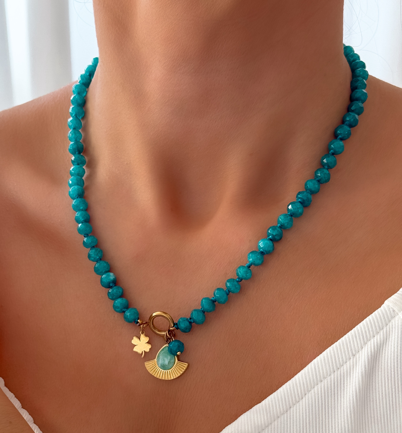 Naszyjnik morski z agatami - By Dziubeka