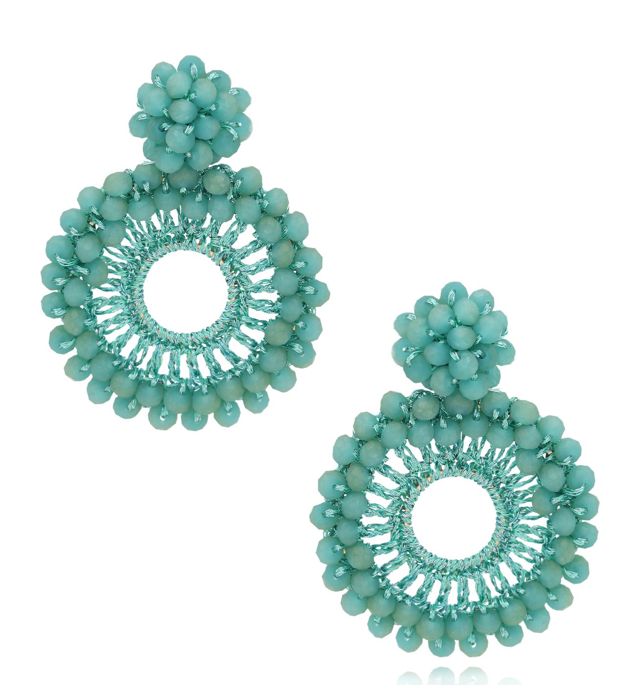 Kolczyki z kryształkami turkusowe Luminous KWE0023 - By Dziubeka