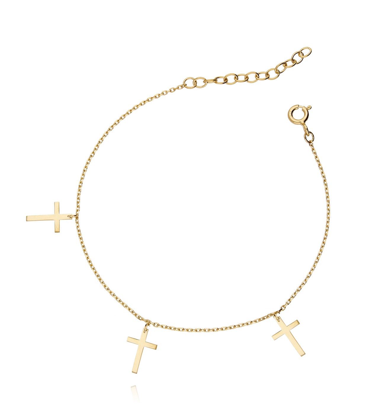 Bransoletka srebrna pozłacana z krzyżykami - By Dziubeka