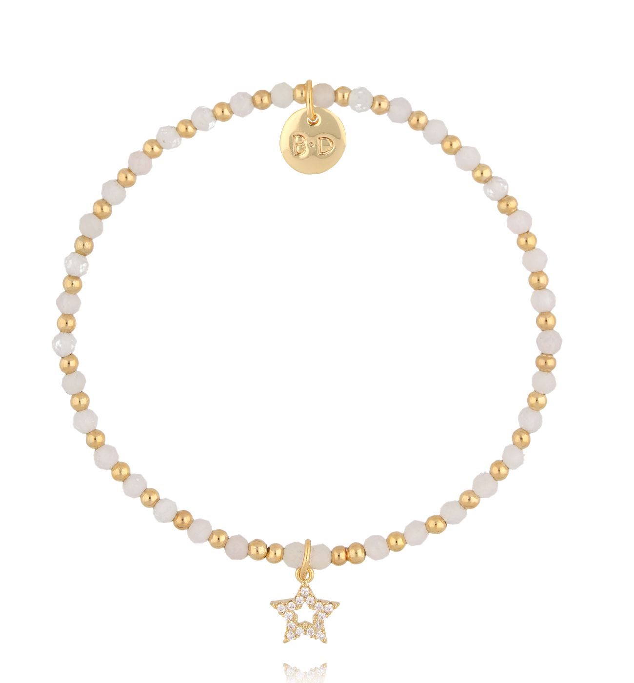 Bransoletka z jasnymi kamieniami i zawieszką gwiazdki BTW3422