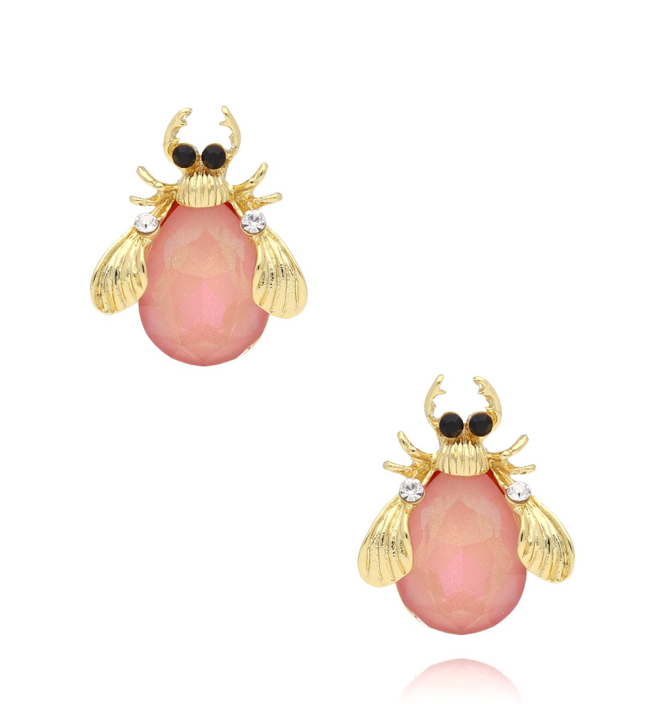 Kolczyki z brzoskwiniowymi owadami Midnight 0 - By Dziubeka