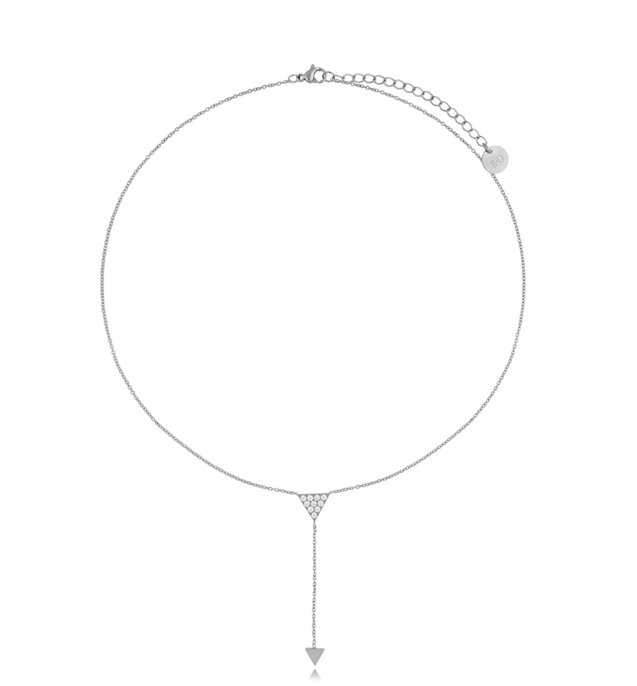 Naszyjnik krawatką ze stali szlachetnej srebrny Triangle - By Dziubeka
