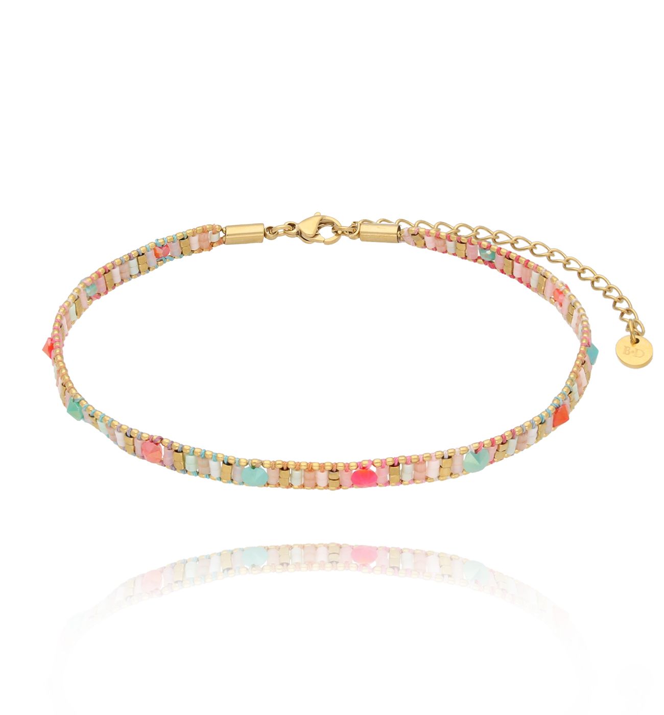 Bransoletka na nogę kolorowa z koralikami Miyuki Decor B - By Dziubeka