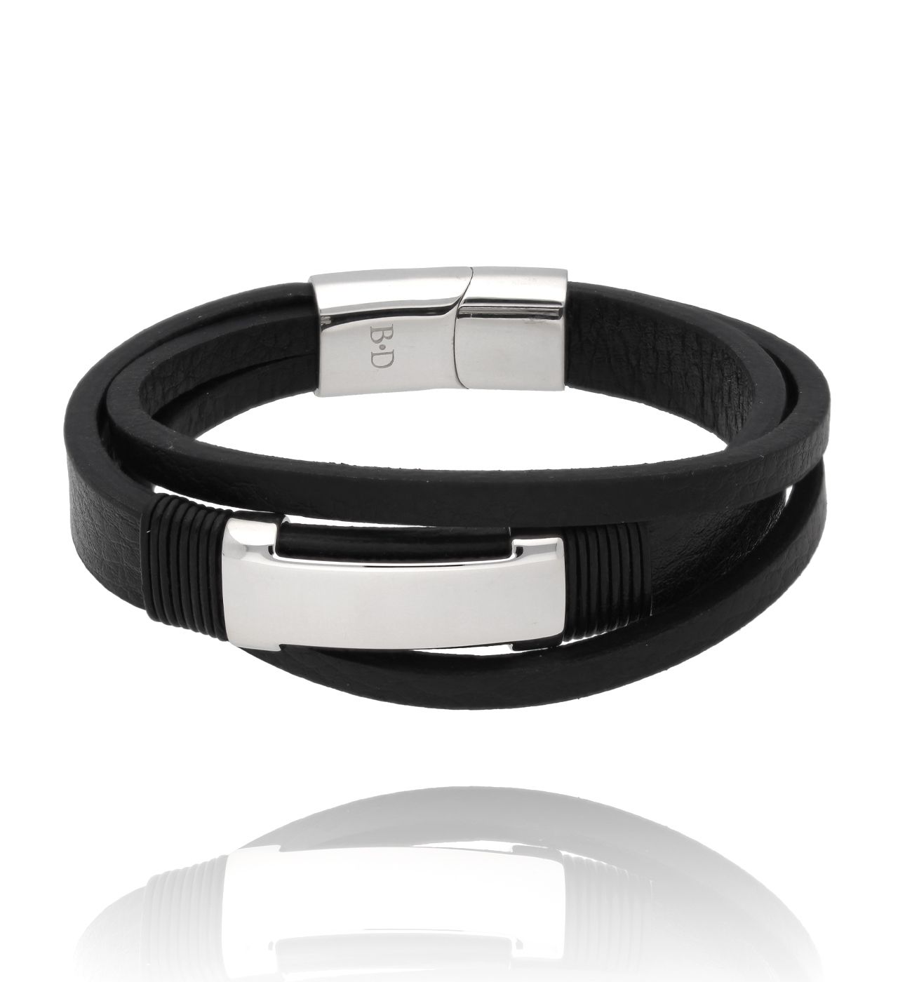 Bransoletka męska skórzana czarna 29 - By Dziubeka