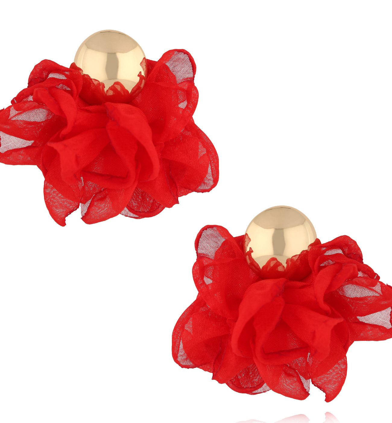 Kolczyki czerwone z tkaniną - By Dziubeka