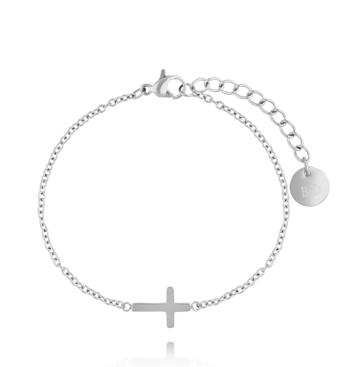 Bransoletka srebrna z krzyżykiem ze stali szlachetnej BSA0043