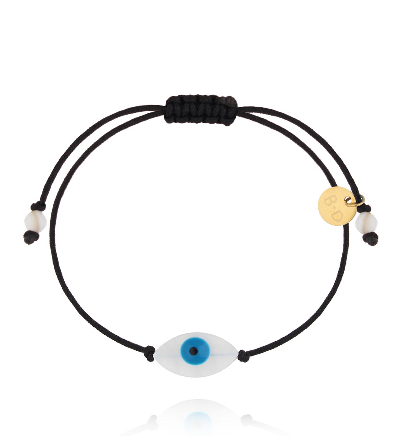 Bransoletka na czarnym sznurku z okiem proroka BMT0327 - By Dziubeka