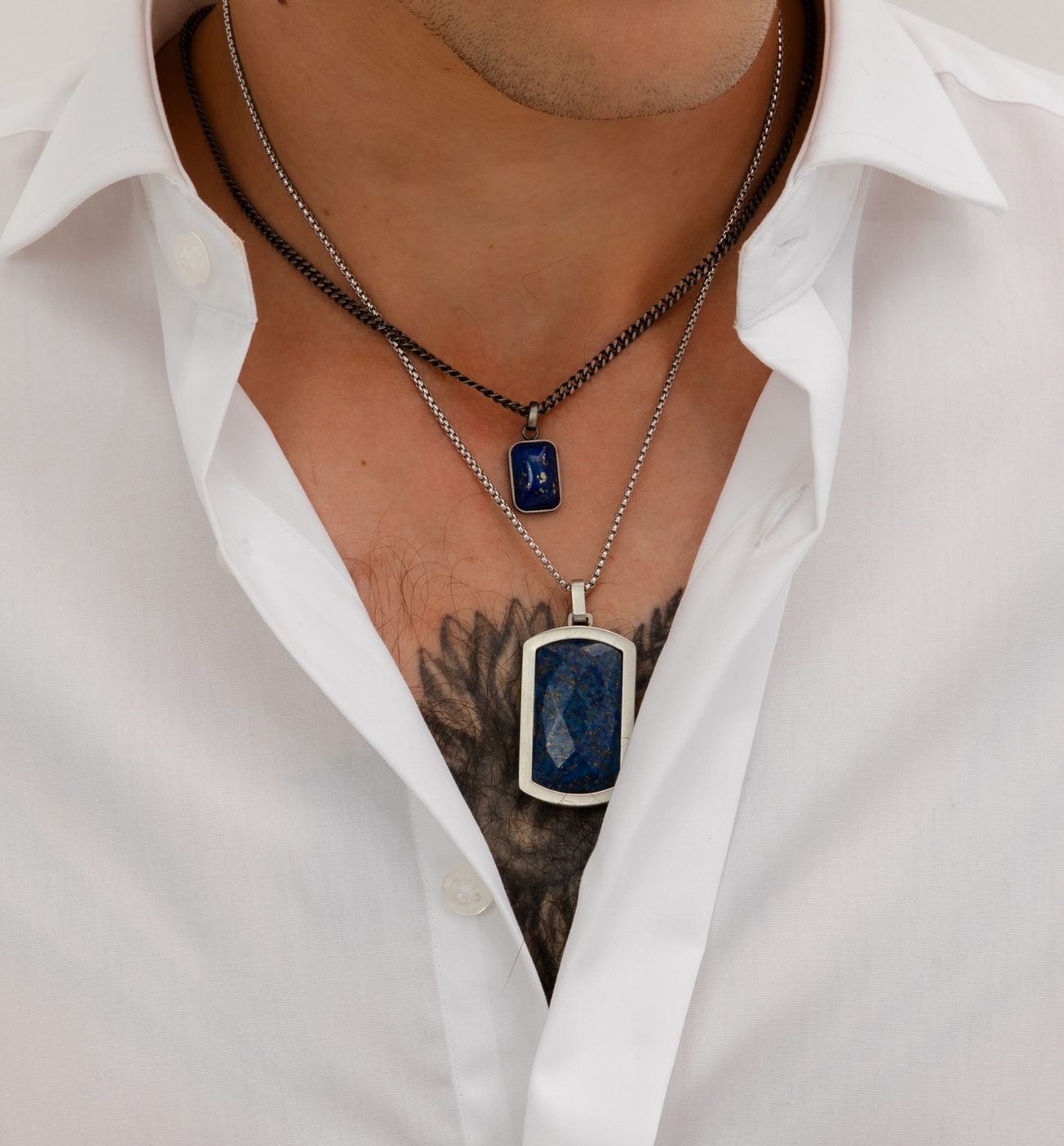 Naszyjnik męski z zawieszką z lapisem NMITC0244