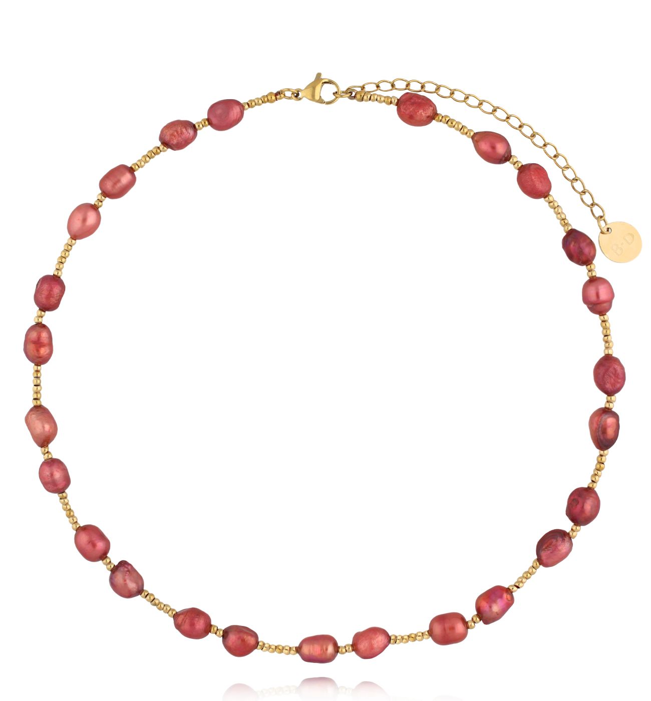 Naszyjnik z bordowymi perłami - By Dziubeka