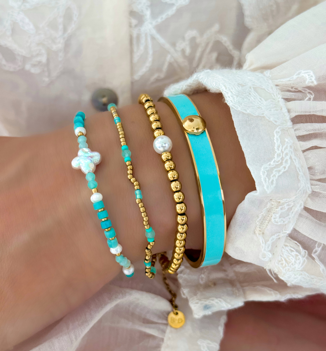 Zestaw turkusowych bransoletek Z0468 - By Dziubeka