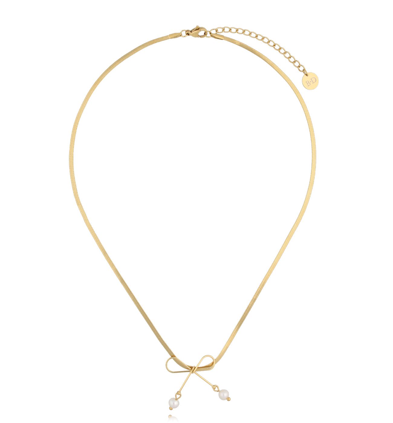 Naszyjnik żmijka z kokardką i perłami NSA1181