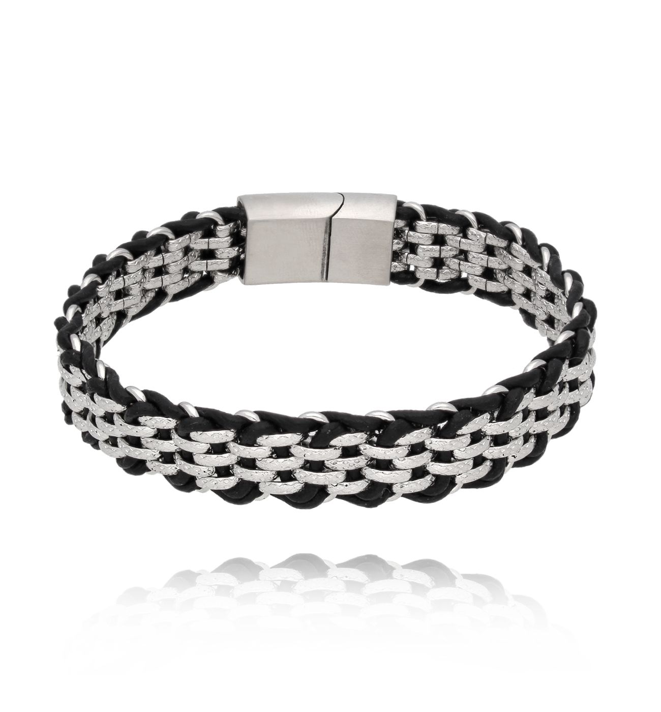 Bransoletka męska czarna z łańcuchem Cnut 76 - By Dziubeka