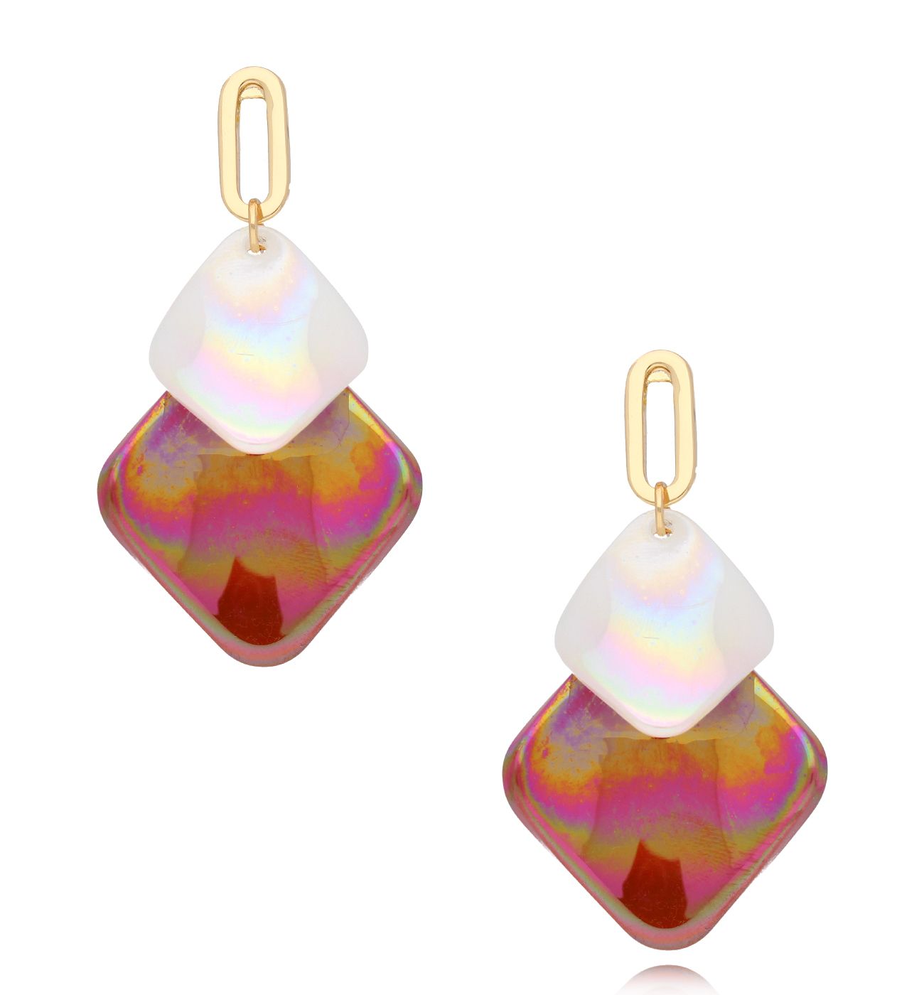 Kolczyki bordowo białe Amitié KZA0199 - By Dziubeka