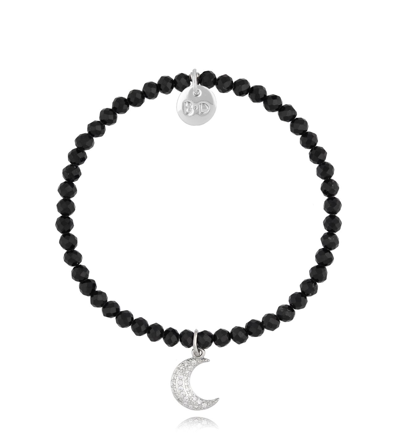 Bransoletka z czarnymi turmalinami i księżycem Silver Moon - By Dziubeka