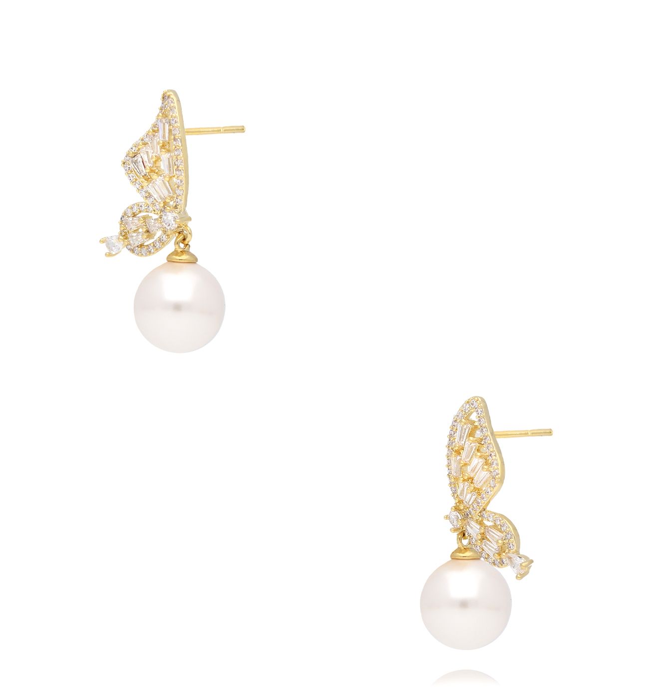 Kolczyki z perełkami i skrzydełkami - By Dziubeka