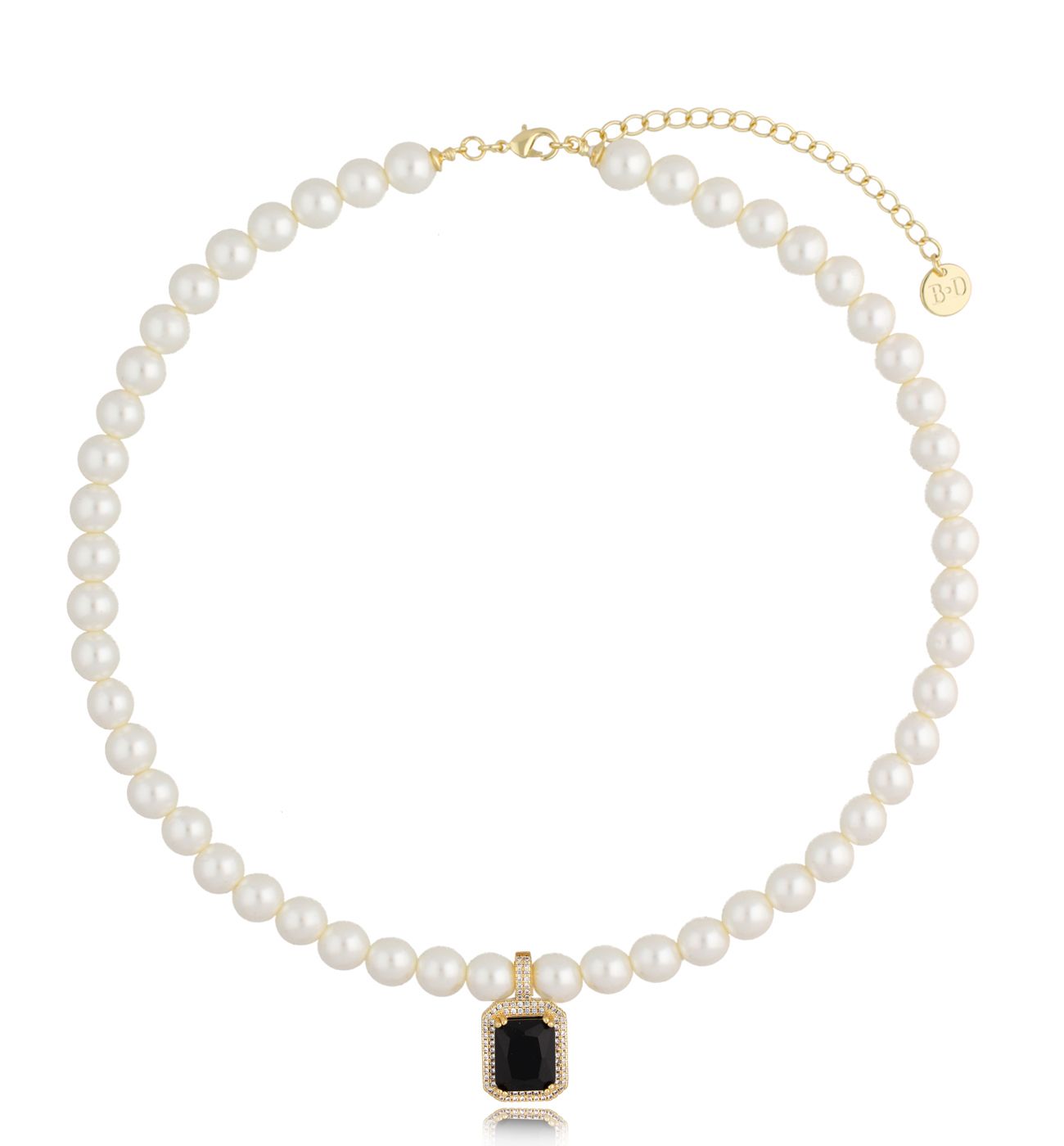 Naszyjnik perłowy z czarnym kryształkiem Majestic - By Dziubeka