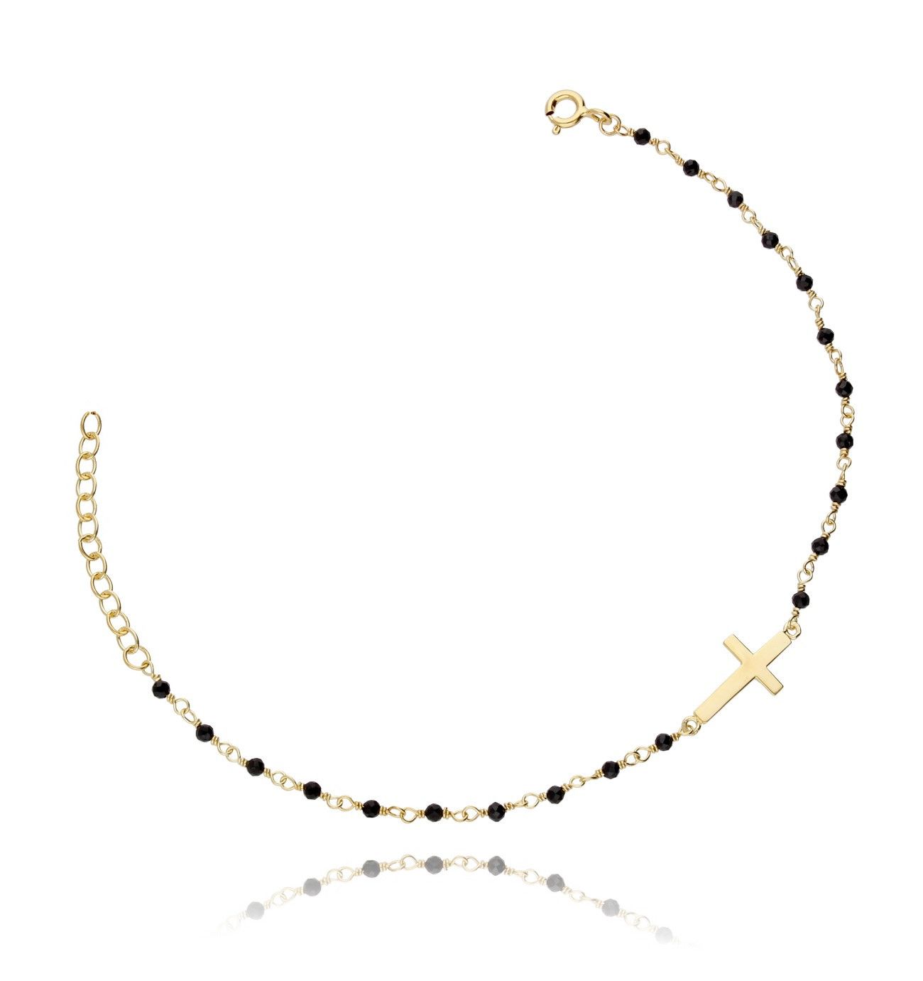 Bransoletka srebrna krzyżyk z kryształkami pozłacana BSE0035