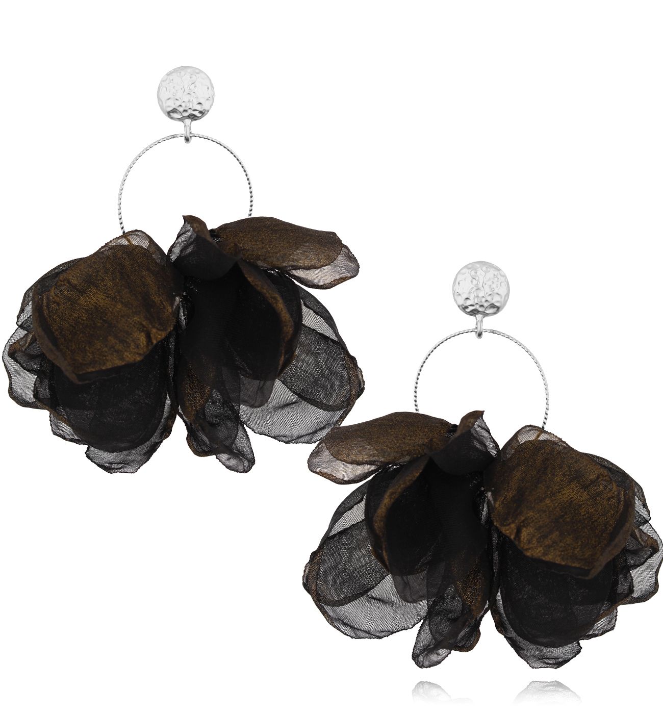 Kolczyki czarne z szyfonu Freesia - By Dziubeka