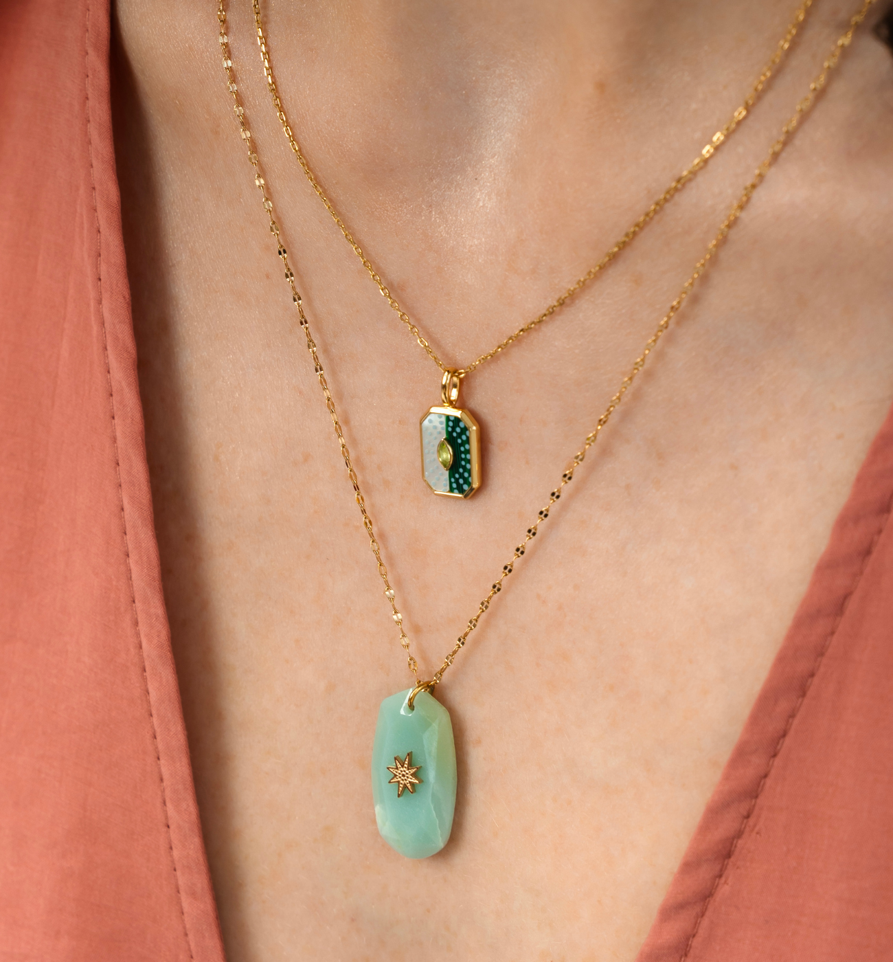 Zestaw naszyjników z turkusowymi kamieniami Z0508