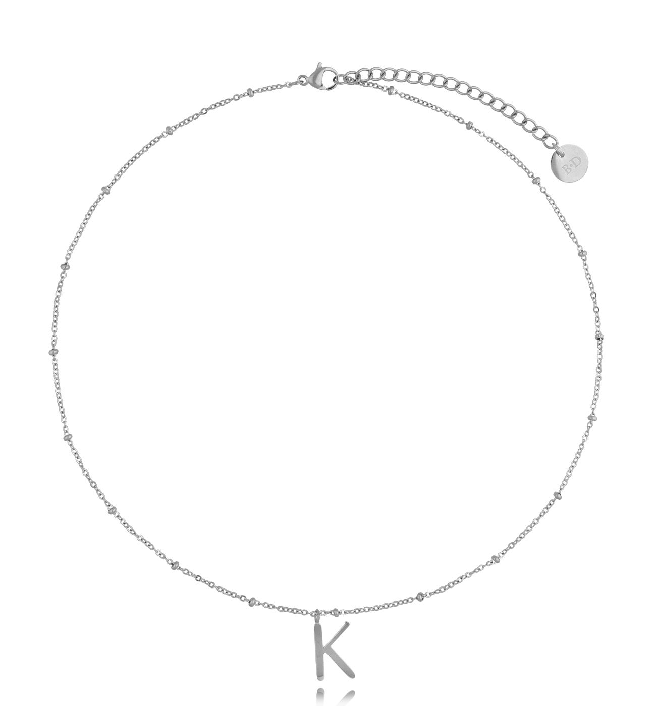 Naszyjnik srebrny z literką K Iniziale - By Dziubeka