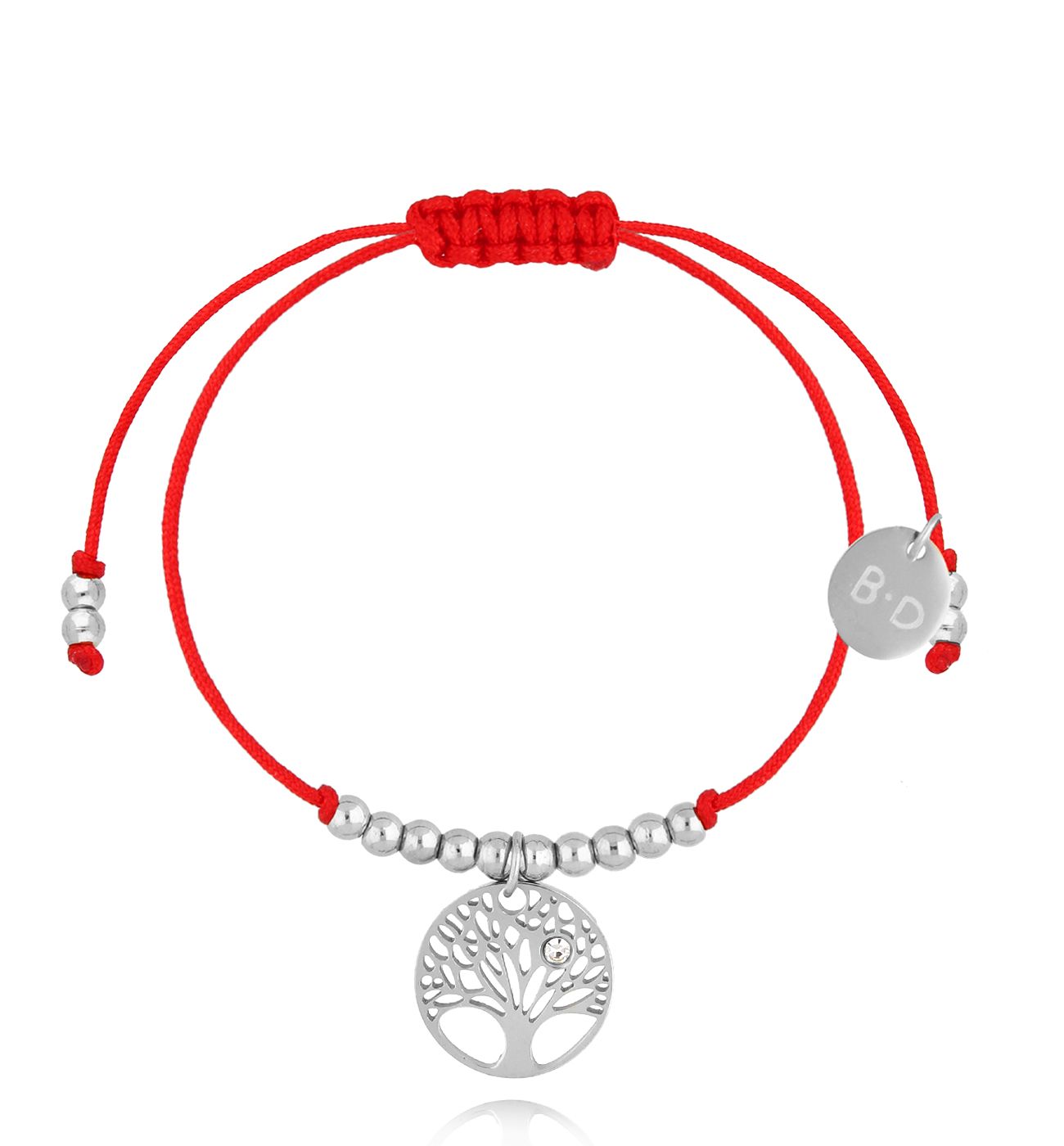 Bransoletka czerwona ze srebrnym drzewkiem Sagesse BGL0943