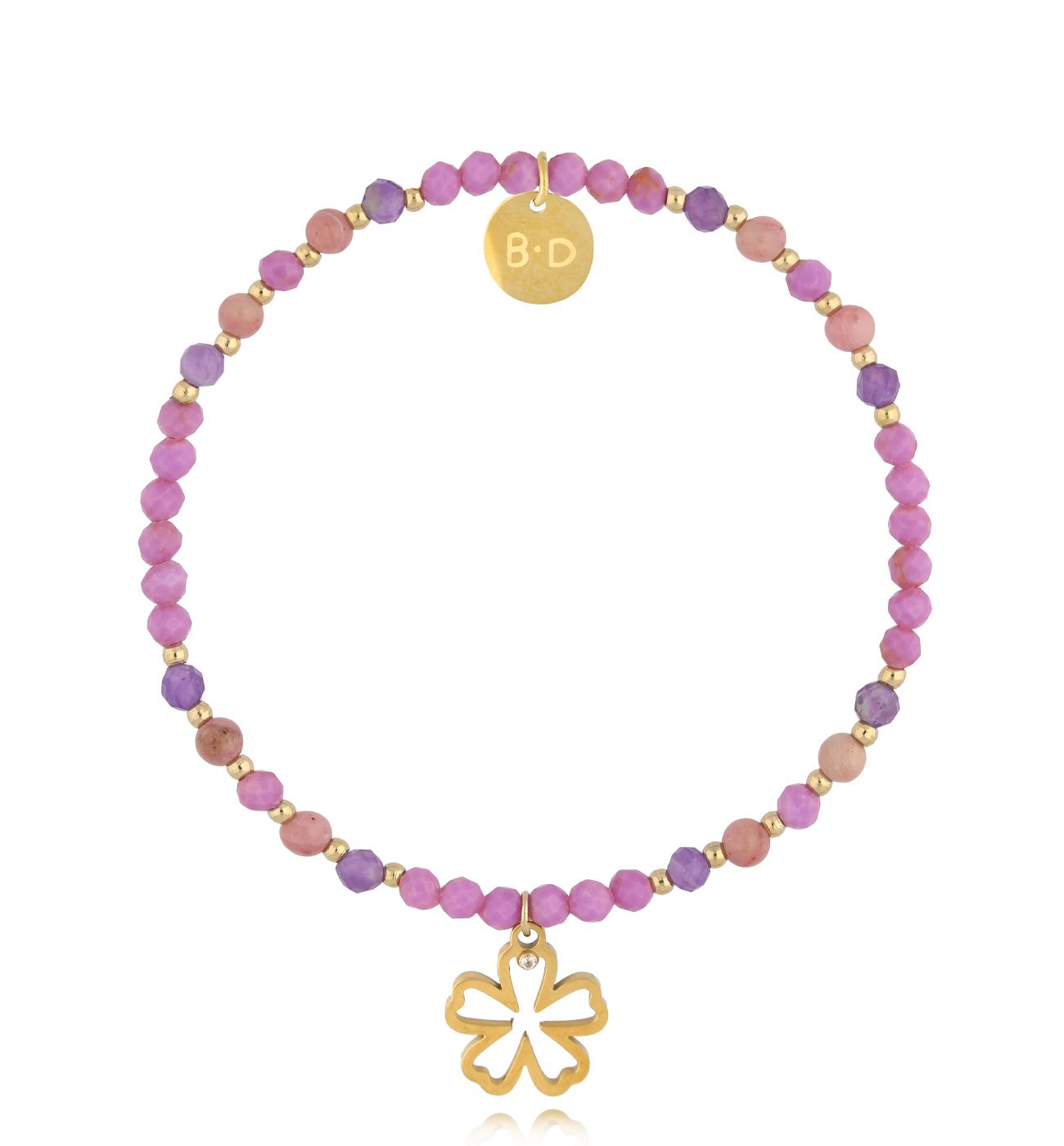 Bransoletka fioletowa z kwiatuszkiem BTW2847